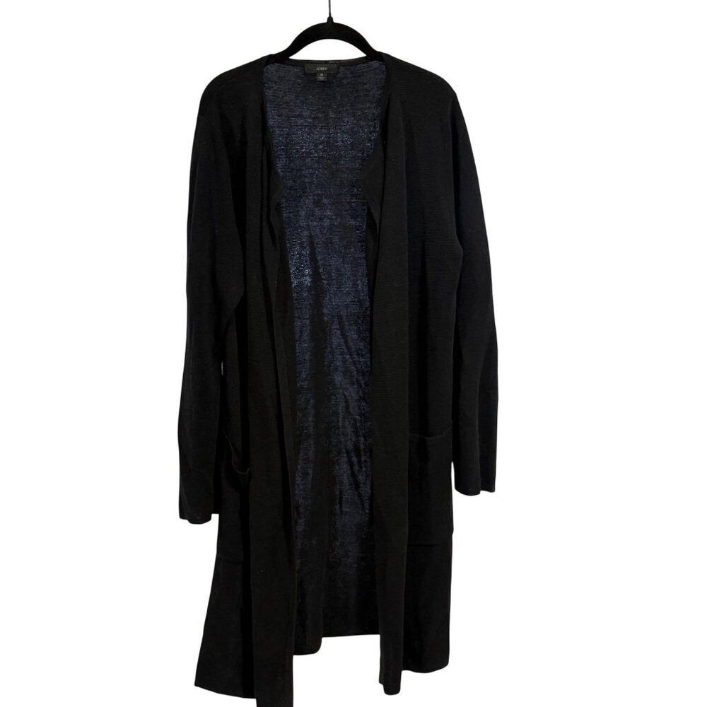 J.Crew Women's Juliette Collarless Sweater Open Cardigan Black‎ Size M